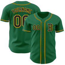 Load image into Gallery viewer, Custom Kelly Green Black-Gold Authentic Baseball Jersey
