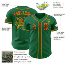 Load image into Gallery viewer, Custom Kelly Green Red-Gold Authentic Baseball Jersey
