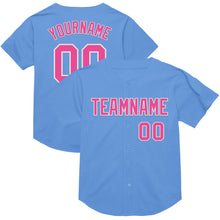 Load image into Gallery viewer, Custom Light Blue Pink-White Mesh Authentic Throwback Baseball Jersey
