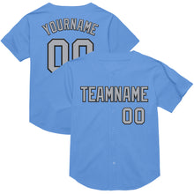 Load image into Gallery viewer, Custom Light Blue Gray-Black Mesh Authentic Throwback Baseball Jersey
