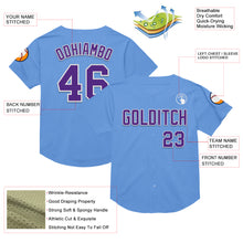 Load image into Gallery viewer, Custom Light Blue Purple-White Mesh Authentic Throwback Baseball Jersey
