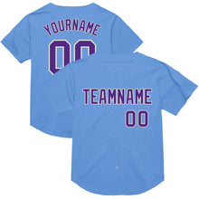 Load image into Gallery viewer, Custom Light Blue Purple-White Mesh Authentic Throwback Baseball Jersey
