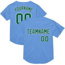 Load image into Gallery viewer, Custom Light Blue Kelly Green-White Mesh Authentic Throwback Baseball Jersey
