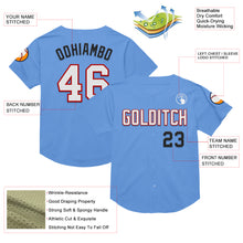 Load image into Gallery viewer, Custom Light Blue Red-Black Mesh Authentic Throwback Baseball Jersey
