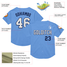 Load image into Gallery viewer, Custom Light Blue White-Navy Mesh Authentic Throwback Baseball Jersey
