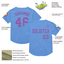 Load image into Gallery viewer, Custom Light Blue Medium Purple Mesh Authentic Throwback Baseball Jersey
