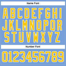 Load image into Gallery viewer, Custom Light Blue Yellow-White Hockey Lace Neck Jersey
