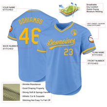 Load image into Gallery viewer, Custom Light Blue Gold Authentic Throwback Baseball Jersey
