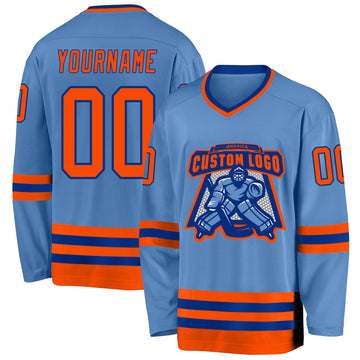 Custom Light Blue Orange-Royal Hockey Jersey