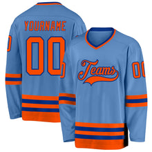 Load image into Gallery viewer, Custom Light Blue Orange-Royal Hockey Jersey
