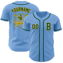 Load image into Gallery viewer, Custom Light Blue Green-Gold Authentic Baseball Jersey
