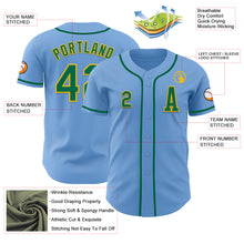 Load image into Gallery viewer, Custom Light Blue Kelly Green-Gold Authentic Baseball Jersey
