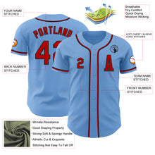 Load image into Gallery viewer, Custom Light Blue Red-Black Authentic Baseball Jersey
