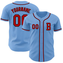 Load image into Gallery viewer, Custom Light Blue Red-Black Authentic Baseball Jersey
