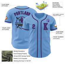 Load image into Gallery viewer, Custom Light Blue Purple-Black Authentic Baseball Jersey
