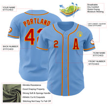 Load image into Gallery viewer, Custom Light Blue Red-Gold Authentic Baseball Jersey
