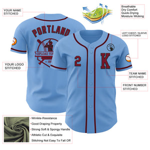 Custom Light Blue Crimson-Black Authentic Baseball Jersey