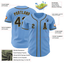 Load image into Gallery viewer, Custom Light Blue Black-Old Gold Authentic Baseball Jersey
