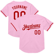 Load image into Gallery viewer, Custom Light Pink Red Mesh Authentic Throwback Baseball Jersey
