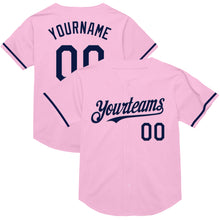 Load image into Gallery viewer, Custom Light Pink Navy Mesh Authentic Throwback Baseball Jersey
