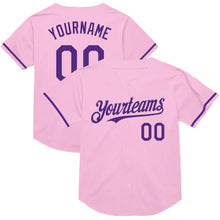 Load image into Gallery viewer, Custom Light Pink Purple Mesh Authentic Throwback Baseball Jersey
