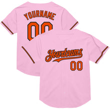 Load image into Gallery viewer, Custom Light Pink Orange-Black Mesh Authentic Throwback Baseball Jersey
