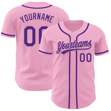 Load image into Gallery viewer, Custom Light Pink Purple Authentic Baseball Jersey
