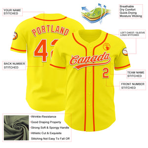 Custom Light Yellow Orange-White Authentic Baseball Jersey