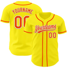 Load image into Gallery viewer, Custom Light Yellow Orange-White Authentic Baseball Jersey
