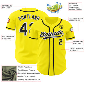 Custom Light Yellow Black-White Authentic Baseball Jersey