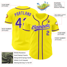 Load image into Gallery viewer, Custom Light Yellow Purple-White Authentic Baseball Jersey
