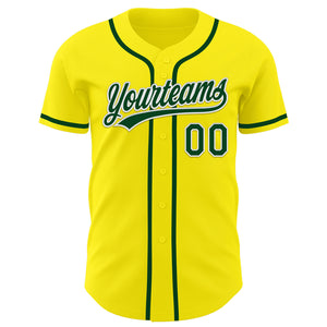 Custom Light Yellow Green-White Authentic Baseball Jersey