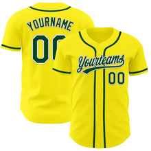 Load image into Gallery viewer, Custom Light Yellow Green-White Authentic Baseball Jersey
