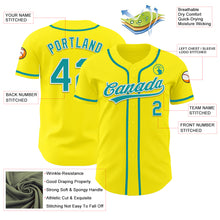 Load image into Gallery viewer, Custom Light Yellow Teal-White Authentic Baseball Jersey
