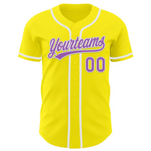 Load image into Gallery viewer, Custom Light Yellow Medium Purple-White Authentic Baseball Jersey
