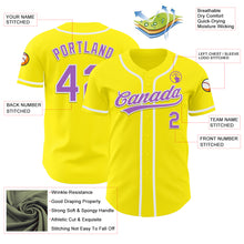 Load image into Gallery viewer, Custom Light Yellow Medium Purple-White Authentic Baseball Jersey
