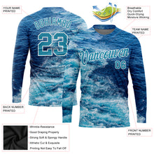 Load image into Gallery viewer, Custom Lakes Blue Royal-White 3D Sea Wave Fishing Long Sleeve Performance T-Shirt
