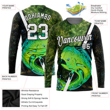 Load image into Gallery viewer, Custom Olive White-Black 3D Fish Fishing Long Sleeve Performance T-Shirt
