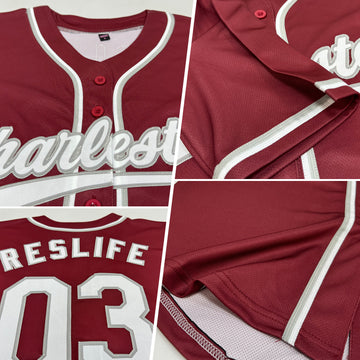 Custom Burgundy White-Gray Authentic Baseball Jersey