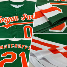 Load image into Gallery viewer, Custom Green Orange-White Line Authentic Baseball Jersey
