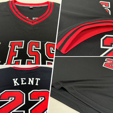 Custom Black Red-White Authentic Throwback Rib-Knit Baseball Jersey Shirt