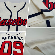 Load image into Gallery viewer, Custom Cream Red-Navy Authentic Baseball Jersey
