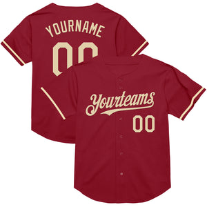 Custom Maroon Cream Mesh Authentic Throwback Baseball Jersey