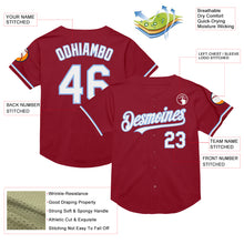 Load image into Gallery viewer, Custom Maroon White-Light Blue Mesh Authentic Throwback Baseball Jersey
