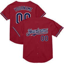 Load image into Gallery viewer, Custom Maroon Navy-White Mesh Authentic Throwback Baseball Jersey
