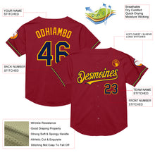 Load image into Gallery viewer, Custom Maroon Navy-Gold Mesh Authentic Throwback Baseball Jersey
