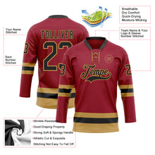 Load image into Gallery viewer, Custom Maroon Black-Old Gold Hockey Lace Neck Jersey
