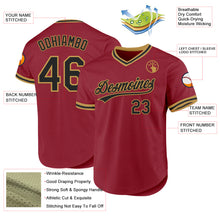 Load image into Gallery viewer, Custom Maroon Black-Old Gold Authentic Throwback Baseball Jersey
