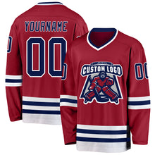 Load image into Gallery viewer, Custom Maroon Navy-White Hockey Jersey
