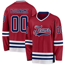 Load image into Gallery viewer, Custom Maroon Navy-White Hockey Jersey
